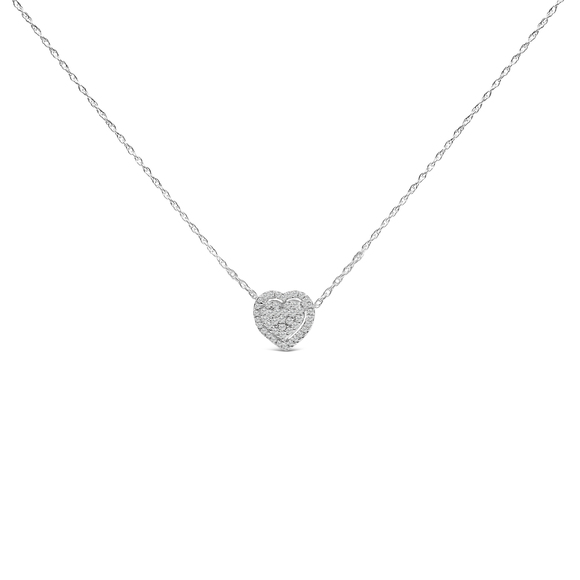 Sterling Silver 1/3 Cttw Diamond Pav√© Heart Pendant Necklace